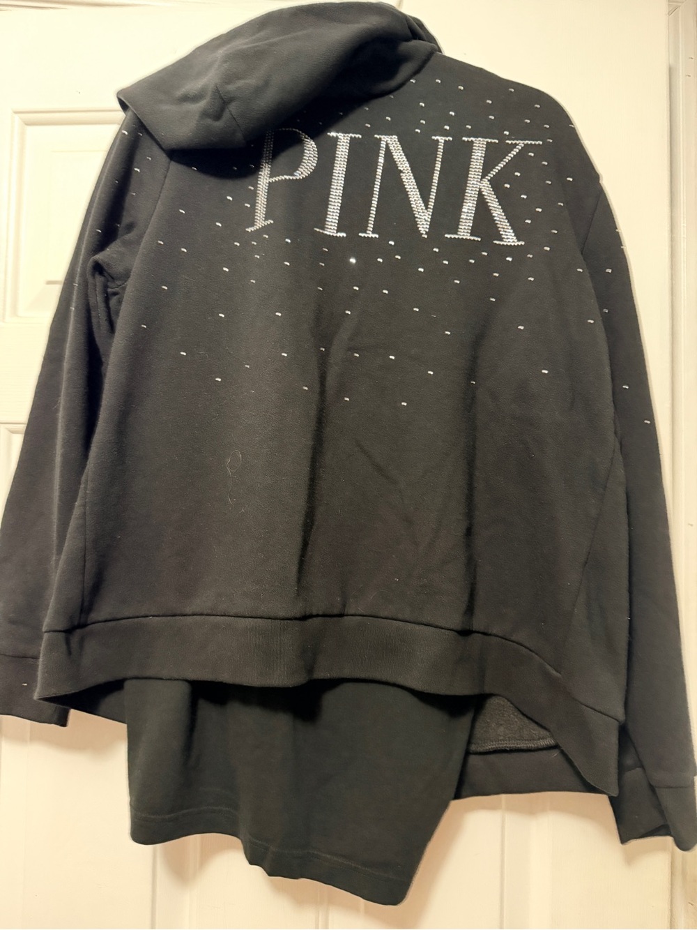 PINK Victoria's Secret Black Rhinestone Logo Pullover Hoodie and Tshirt